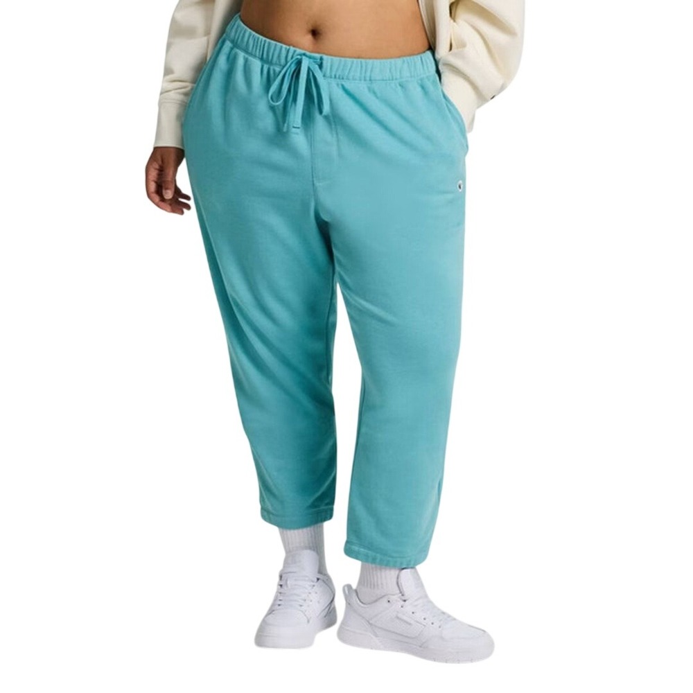 Champion Women's Teal Blue Fleece Straight Leg‎ Cropped Sweatpants Size XXL